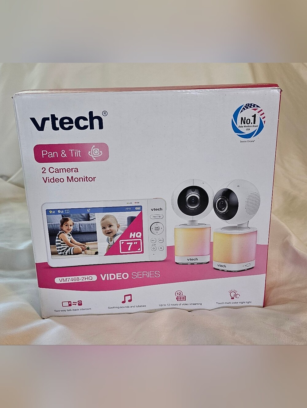 vtech Pink Pan & Tilt 2-Camera Video Monitor - 7" Screen